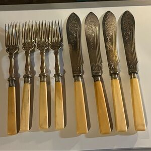 Mappin & Webb Sheffield London set vintage fish knives & forks faux bone handle